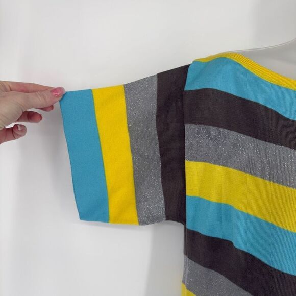 Missoni Signature Striped Knit Mini Dress Sheer Shredded Back US 8 Festival Club - Picture 2 of 10